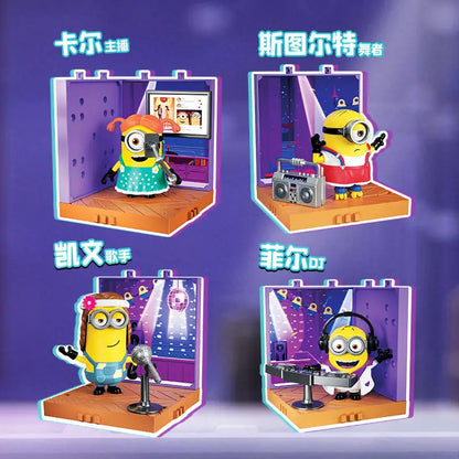 Genuine Minions Building Block Figures Magic Edition Jam Factory And Celebration Party Series Collectible Toy Desktop Ornament