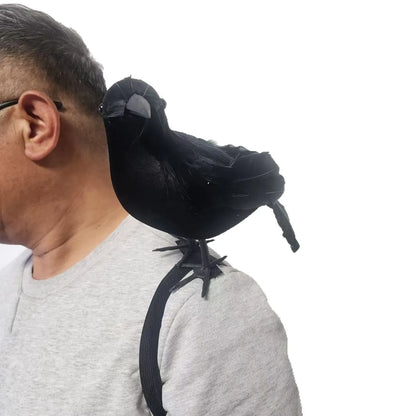 Halloween Simulation Crow Shoulder Crow with Elastic Band Dance Cosplay Costume Accessories Crow Props Holiday Ornaments