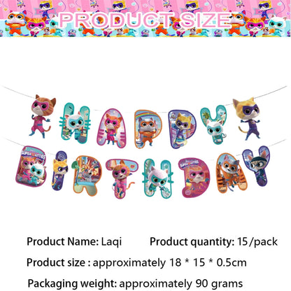 Superkittie Birthday Party Decoration Tableware Tablecloth Plate Cup Napkin Balloon Cake Decor superkitties Party Favors Supply