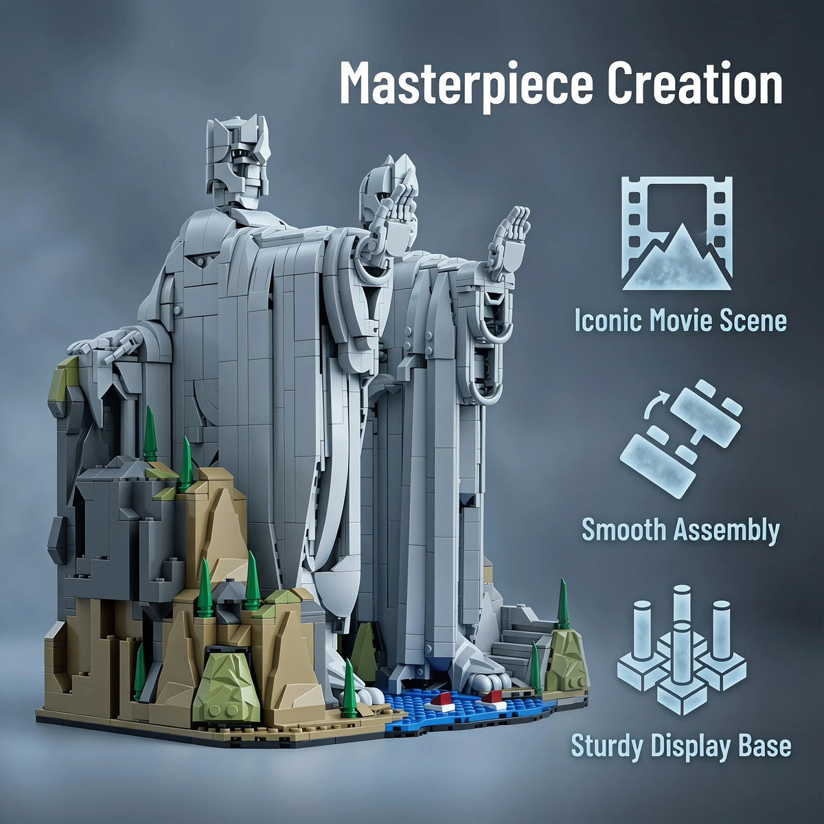 MOC DIY Medieval Argonath Giant Statue LOTR Big King Figure Famous Scene Building Blocks Bricks toys Gift for Collectors