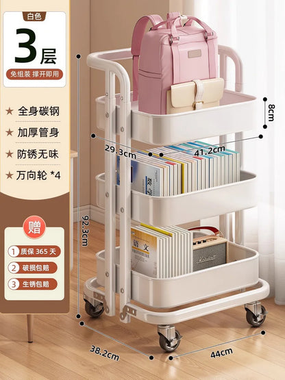 Portable Trolley Storage Bookshelf Kitchen Islands And Carts Furniture For Home Shelf Organizer Cart Auxiliary Carts Island