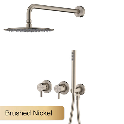 AITANA Minimalist Bathroom Brushed Nickel Shower System Wall-Mounted Modern Embedded Dual Function Rainfall And Handheld Brass