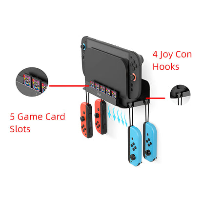 Wall Mount for  Switch 2/Switch 1, Model PG-SW2072: Storage Wall Stand with 5 Game Card Holders & 4 Joy Con Brackets
