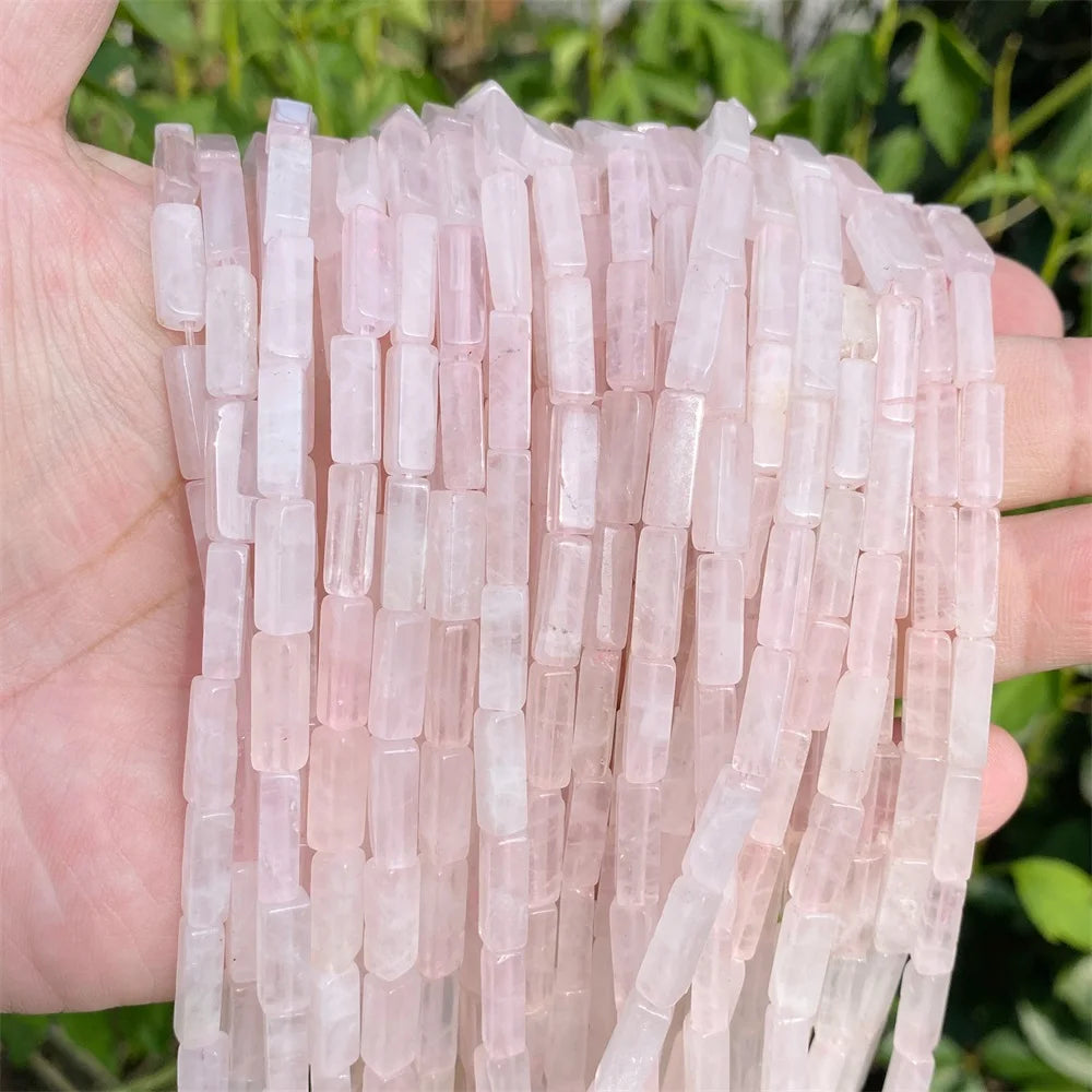 4x13mm Natural Stone Tube Rectangle Sea Sediment Lapis Lazuli Opal Amethysts Quartz Beads for Jewelry Making DIY Bracelet