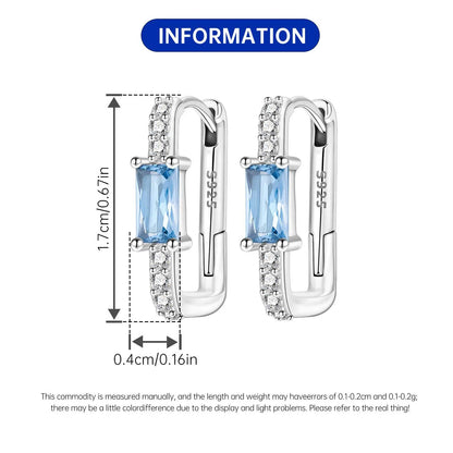 Orstarry Original 925 Sterling Silver Minimally Design Blue Zircon Earrings Women Hoop Earring Anniversary Jewelry Gifts