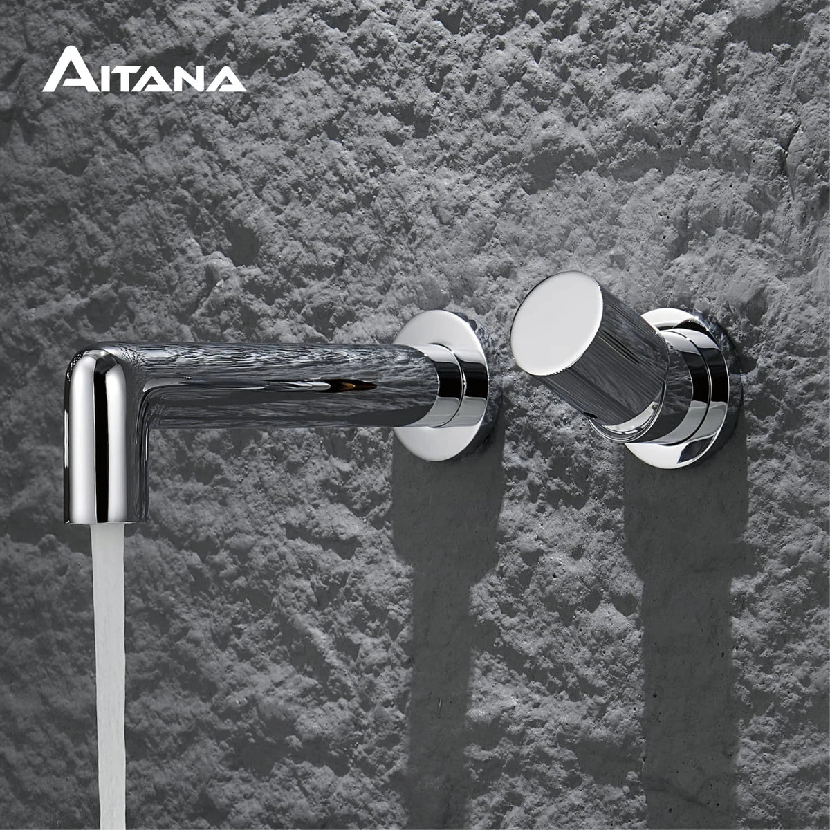 AITANA Luxury Chrome Brass Wall Mounted Bathroom Faucet Simple Design Embedded Single Handle Hot and Cold Water Basin Faucet