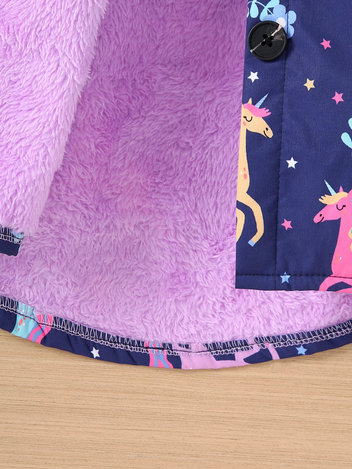 Autumn/Winter Fleece Warm And Cold Proof Girls' Colorful Printed Hooded Jacket For Casual Outings Medium To Long Length Jacket