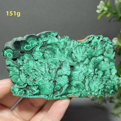 Natural High-Quality And Beautiful Malachite Slate Mineral Raw Stone Therapy Meditation Prayer Energy Home Decoration+Bracket