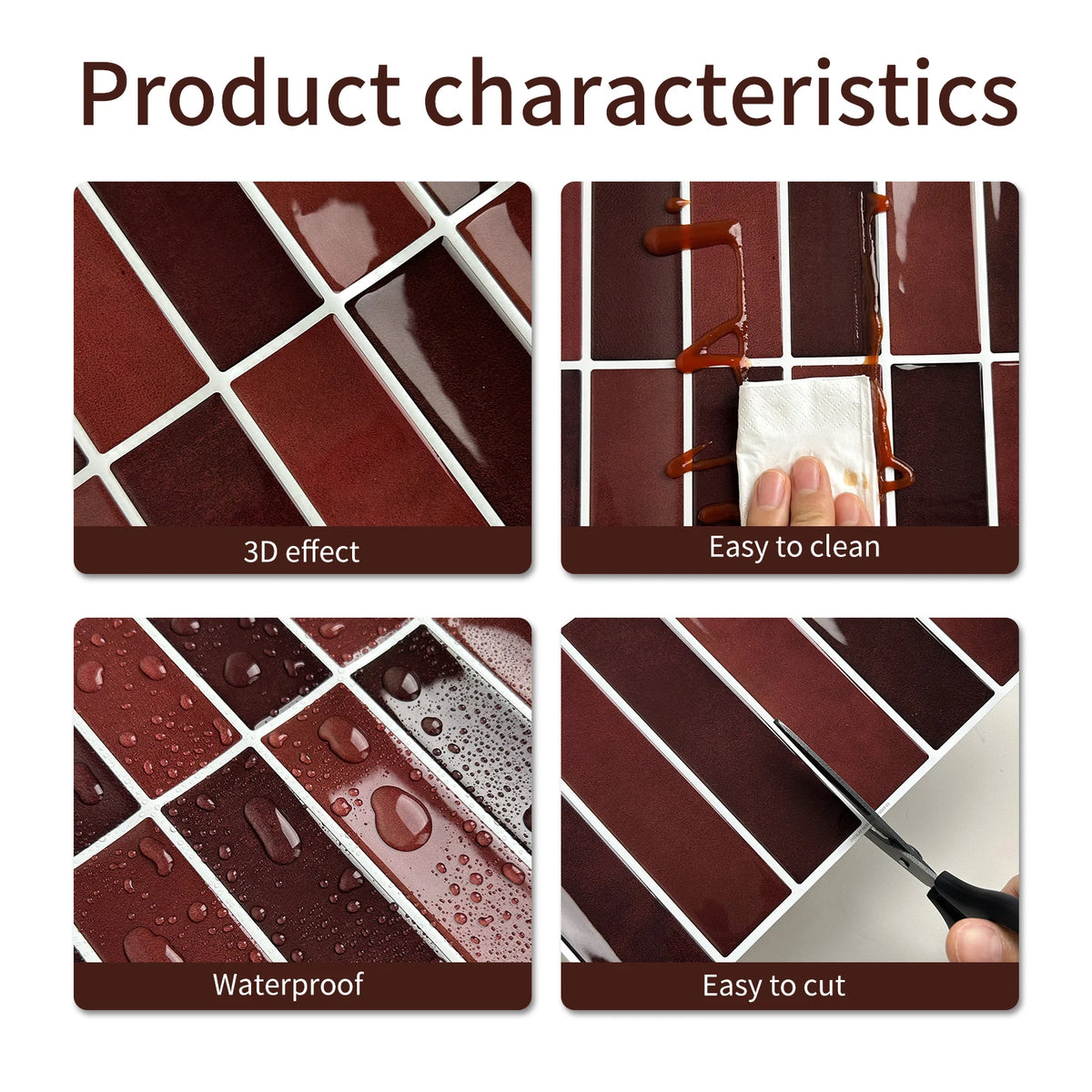 10 Sheets 3D Marble Wall Tiles Home DIY Wallpaper Waterproof Self Adhesive Wall Stickers for Kichen Bathroom Backsplash Decor