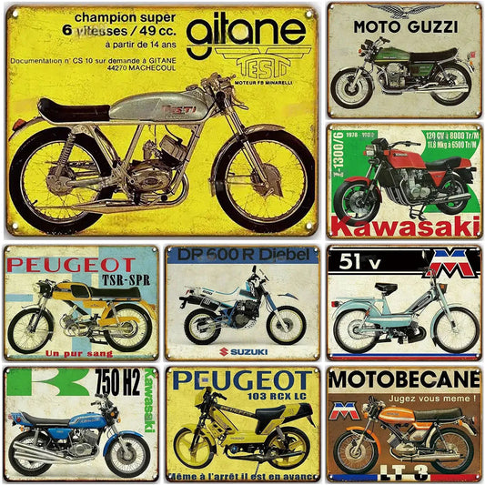 Classic Motorcycle Metal Tin Sign Wall Decoration Plaque Vintage Art Poster Iron Painting for Man Cave Home Cafe Garden Club