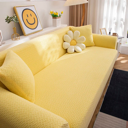 Jacquard Adjustable Elastic Sofa Cover Armchair Protector Corner L Shape Stretch Thick Slipcovers Couch Covers 1/2/3/4/5 Seater