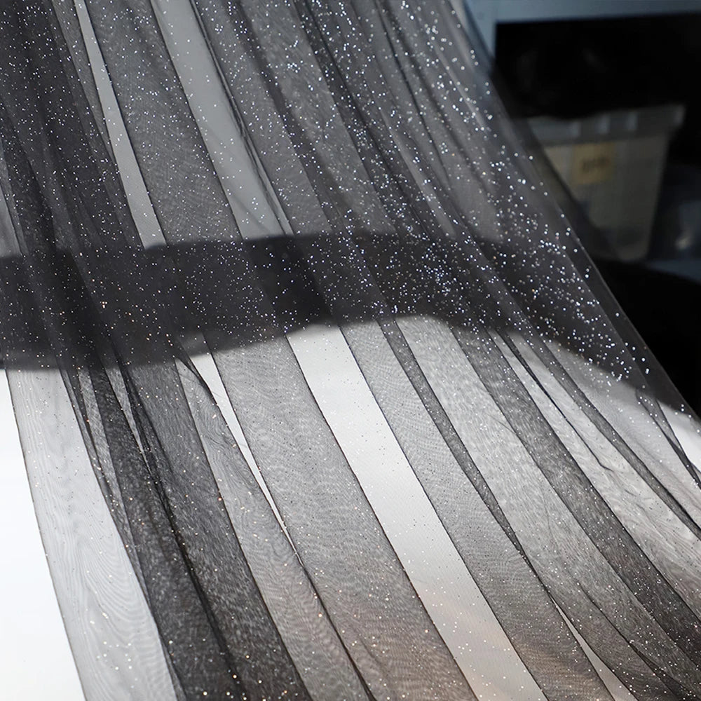 Gold Tulle material black encryption soft Tulle spray silver glitter Tulle wedding dress home decoration fabric