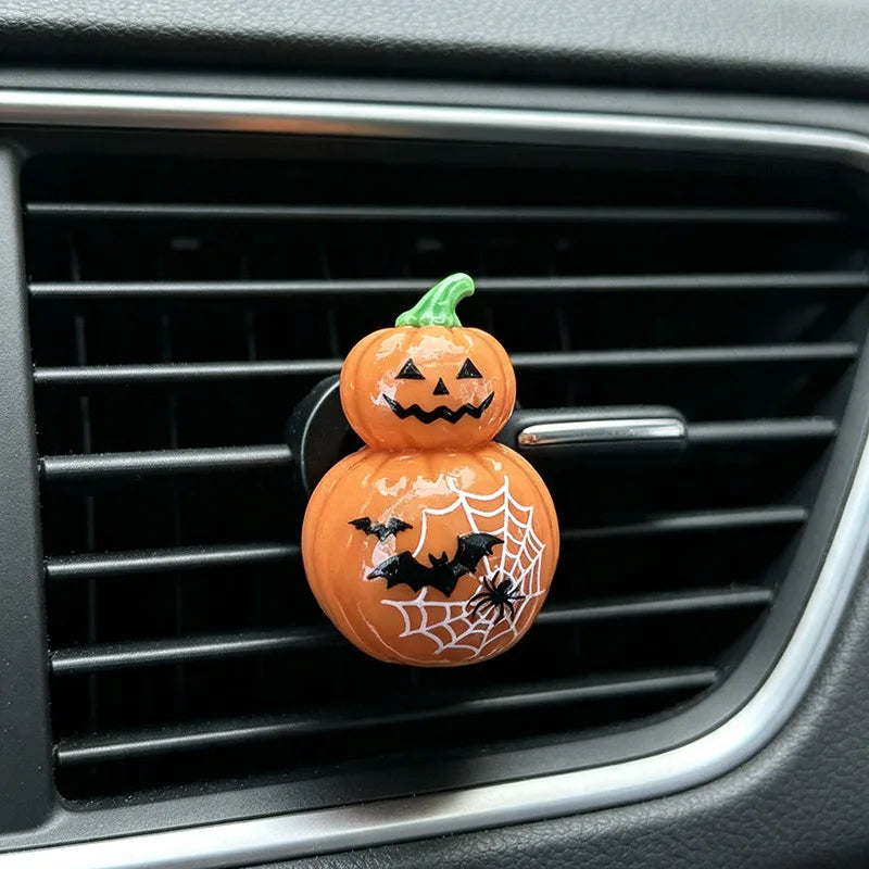 Three-piece Set Car Air Vent Fragrance Ornaments, Halloween Pumpkin Ghost Car Air Freshener Vent Clip, Horror Face Auto Interior