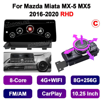 10.25 Multifunction 4-Way Motion Joystick For Mazda Miata MX-5 MX5 ND 2016-2020 Car Multimedia Player GPS Stereo Radio Head Unit