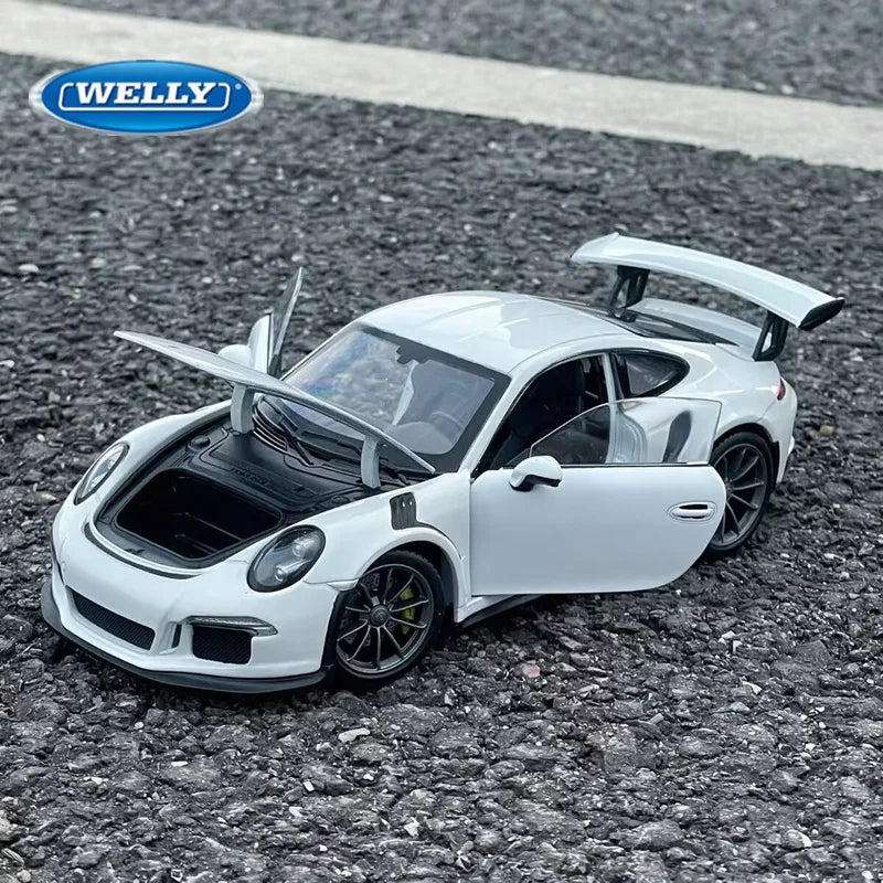 WELLY 1:24 Porsche 911 GT3 RS Alloy Sports Car Model Diecast Metal Racing Car Vehicles Model Simulation Collection Kids Toy Gift