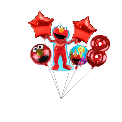 Cartoon Sesames  Street Birthday Party Decor Elmo and Friends Theme Tablecloth Plate Balloon Set Cake Decor Baby Shower