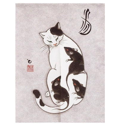 Japanese Ukiyo-e Tattoo Cat Noren Door Curtain Printed Doorway Curtain Kitchen Bedroom Entrance Decoration Hanging Half-Curtains