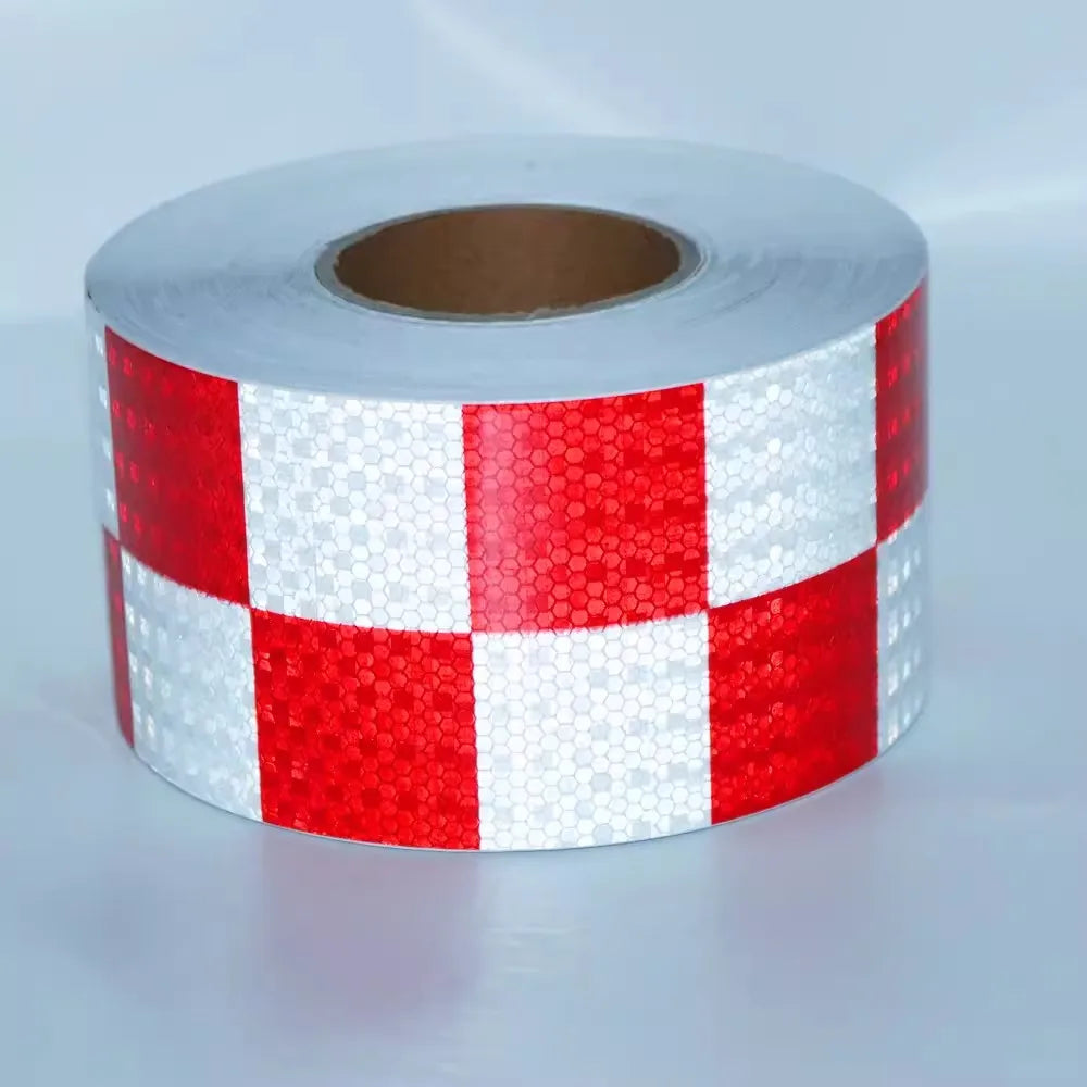 PVC Reflective Sticker Square Grid Checkered Pattern Reflector Tape Red Yellow Fluorescent White Reflect Film For Truck Car Road