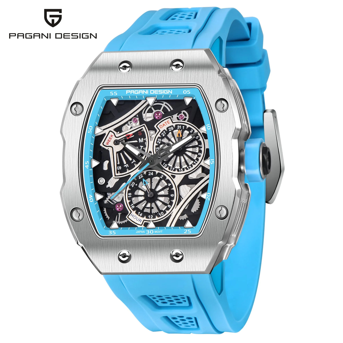 PAGANI DESIGN 2026 New Men's Skeleton Quartz Watch Japanese VH65 42MM Sapphire Glass Stainless Steel 50M Waterproof Reloj Hombre