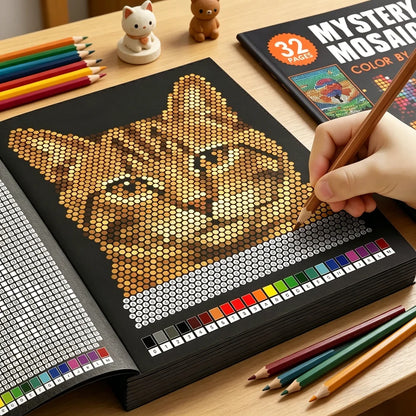 Mystery Mosaics Color by Number Coloring Book 32 Pages Pixel Art Activity Book for Adult Stress Relief Creative Drawing Workbook