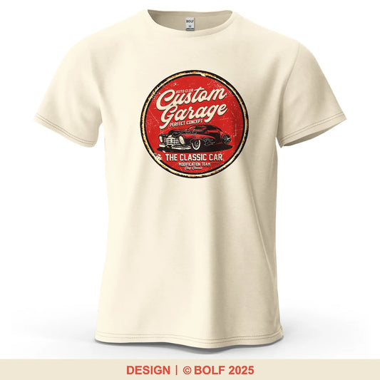 Men's Classic Car Graphic Short Sleeve T-Shirt 100% Cotton Vintage Printed Tops Tee for Women Summer Casual Sportswear