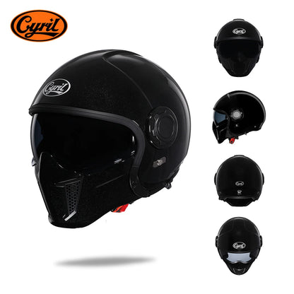 Full Face Open Face Motorcycle Helmet Double Lens Modular Helmets DOT ECE APPROVED CYRIL OP12A Man Woman Retro Moto Helmet