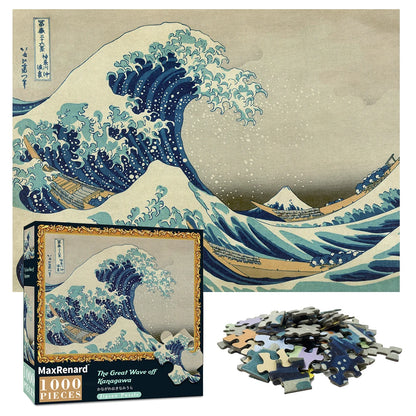 MaxRenard Adults 1000 Piece Difficult Jigsaw Puzzles 50*70cm The Great Wave Off Kanagawa Environmental Theme Series