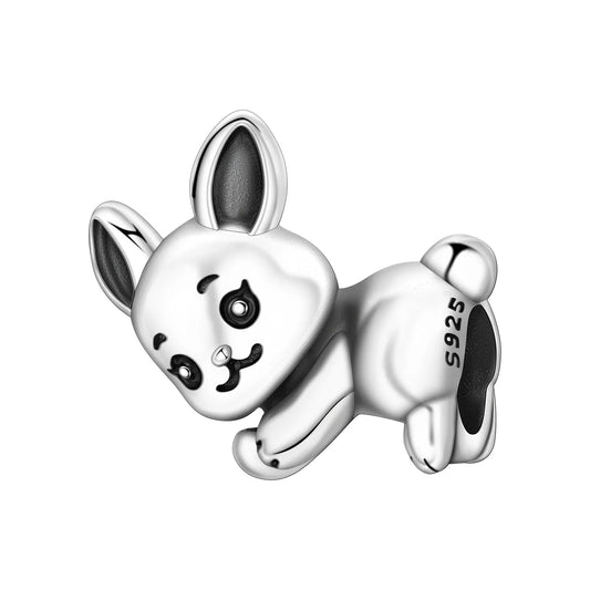 Orstarry 925 Sterling Silver Cute Rabbit Animal Beads Original Pendants Bracelet Charm Jewelry Party DIY Trendy Gifts