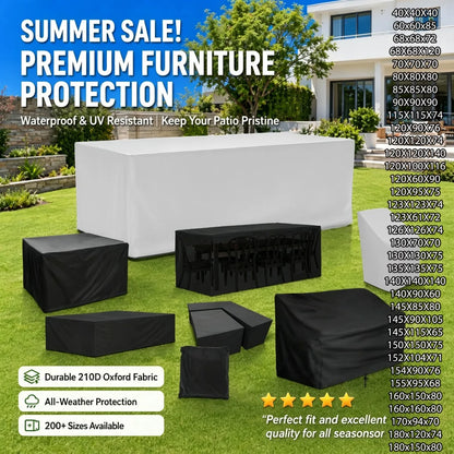218 Sizes of Patio Furniture Covers, Table and Chair Covers, Waterproof, Dustproof, UV-proof 210D Oxford Cloth Protective Cover