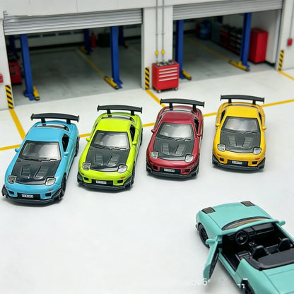 1:36 MX-5 MX5  RX7 R34 Series alloy car model with openable door convertible sports car boy pull-back toys as gifts as ornaments