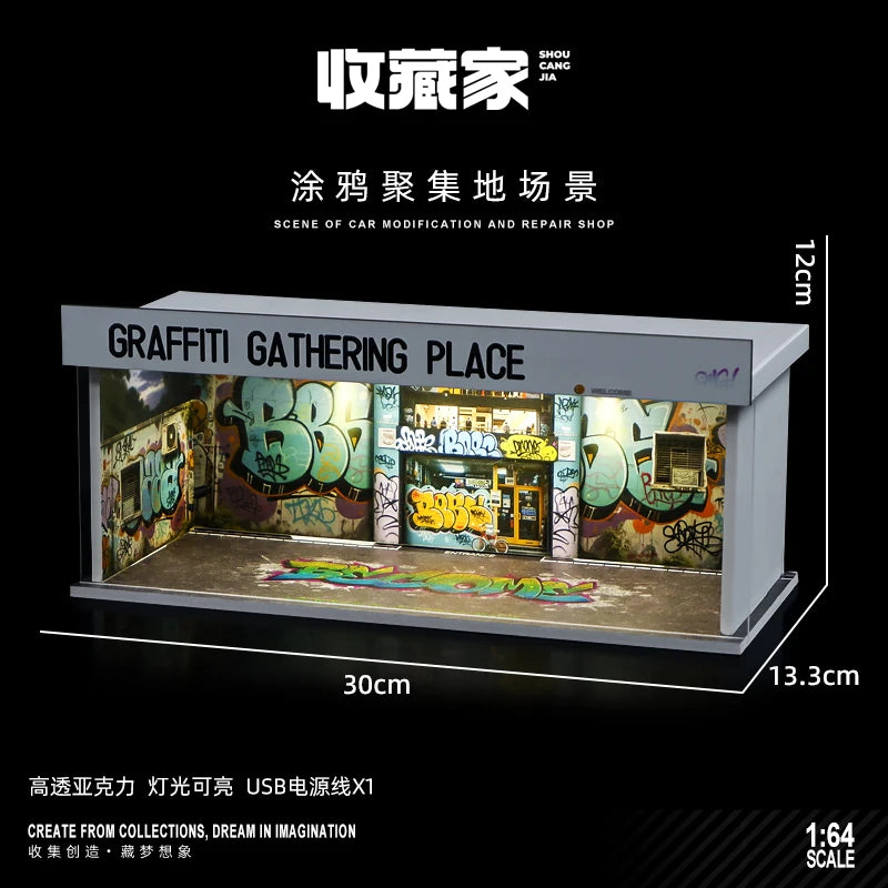 1/64 Model Parking Space  Car Parking Space with lights Simulated decoration scene (figures and cars not included)