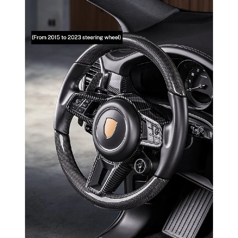 For Porsche Macan Cayenne Panamera 718 Taycan 2011-2025 Style Carbon Fiber Steering Wheel Cover Frame Trim Car Accessories