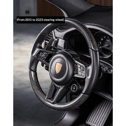 For Porsche Macan Cayenne Panamera 718 Taycan 2011-2025 Style Carbon Fiber Steering Wheel Cover Frame Trim Car Accessories