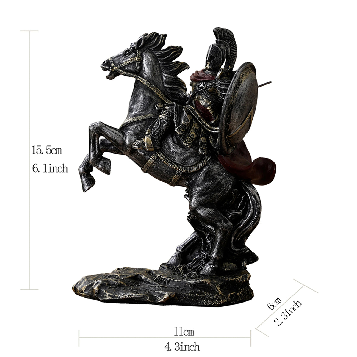 Spartan Resin Warrior Figure Home Office Decor Tabletop Ornament with Horse Figurine Livingroom Decoration