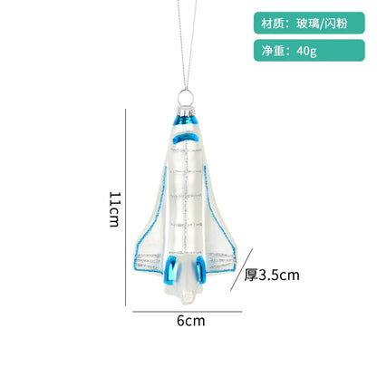 Christmas Decorations Creative Glass Painted Ornaments Astronaut Hot Air Balloon Globe Small Pendants Christmas Tree Hanging Decorations