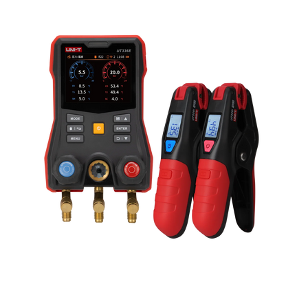 UNI-T UT336E KIT Digital Manifold Gauge With 2PCS UT320I Wireless Temperature Clamps Auto Air Conditioner Refrigerant Pressure