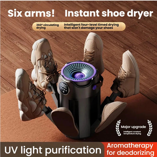 New Intelligent Timer Shoe Dryer Household Portable Folding Six Arms Shoe Dryer Quick Drying Deodorizing Sterilizing Shoes Dryer