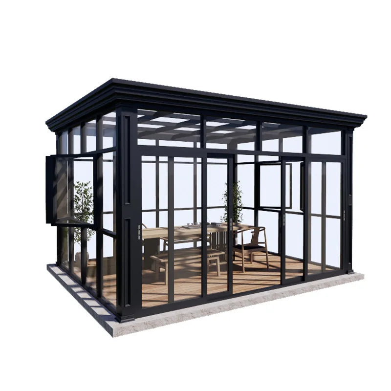 Aluminum Alloy Sunroom Glass House Modern Soundproof Solarium with Laminated Safety Glass Customizable Terrace Enclosure