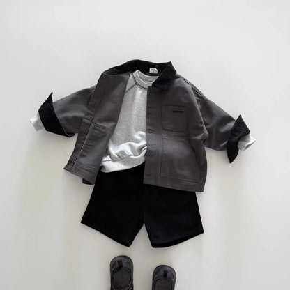 WT2710 New Arrivals Korean Style Corduroy Casual Jacket Collared Shirt for Kids Spring Autumn Unisex Children's Wear