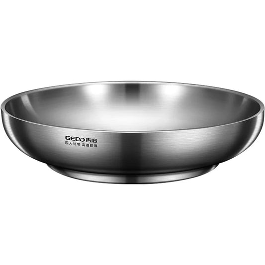 Ultra Thick 304 Stainless Steel Banquet Plate LFGB Certification Heat Insulation Dinner Dish Fall Resistant Baby Tableware