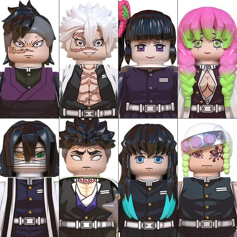Demon Slayer Miniatures, Tan Errou, NeiZuko, Guiyou, Shinobu, collectible action figures, children's assembled toys, gifts.