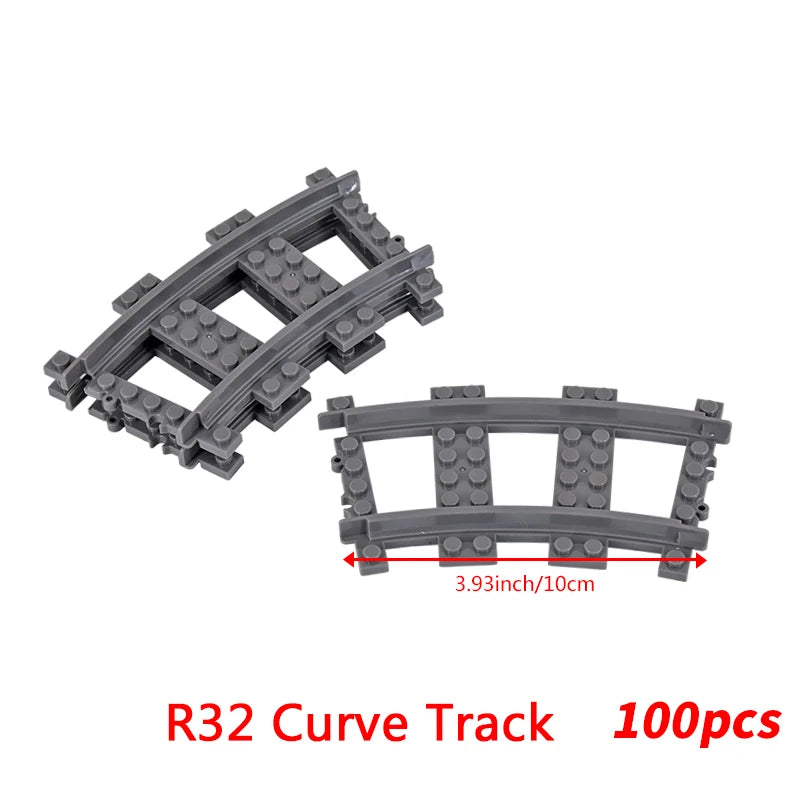 MOC City Bricks Train Flexible Construction Parts Railway Curve Track Building Blocks Model Accessories Compatible with 53401