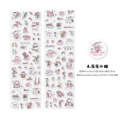 Journal GO 6.5x200cm Kitten Life Diary Tape Sticker Decorative Collage Adhesive DIY Scrapbooking Masking Tape Lovely Cat Sticker