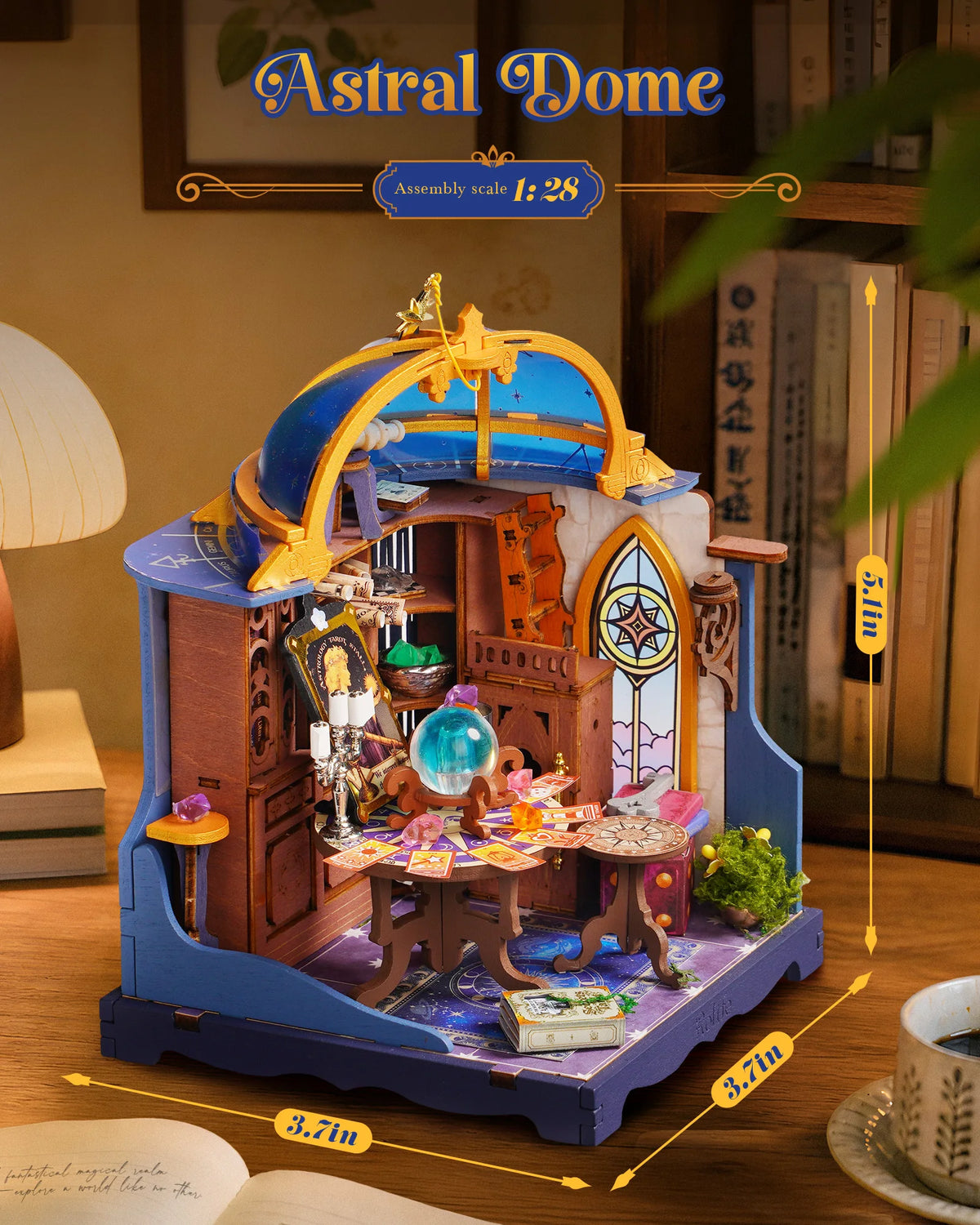 Rolife Tea Room DIY Miniature Dollhouse Kit Craft Gift 1:28 Gothic Rosa Salon Diorama Wooden Model Collectible Home Display