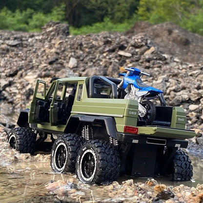 1:28 G63 G65 6*6 Big Tyre Alloy Pickup Car Model Diecast & Toy Metal Off-Road Vehicles Car Model High Simulation Childrens Gift