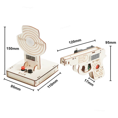 STEM DIY Wooden Target Shooting Game Kit Interactive Building Toys for Kids Educational Science Experiment Crafts Set