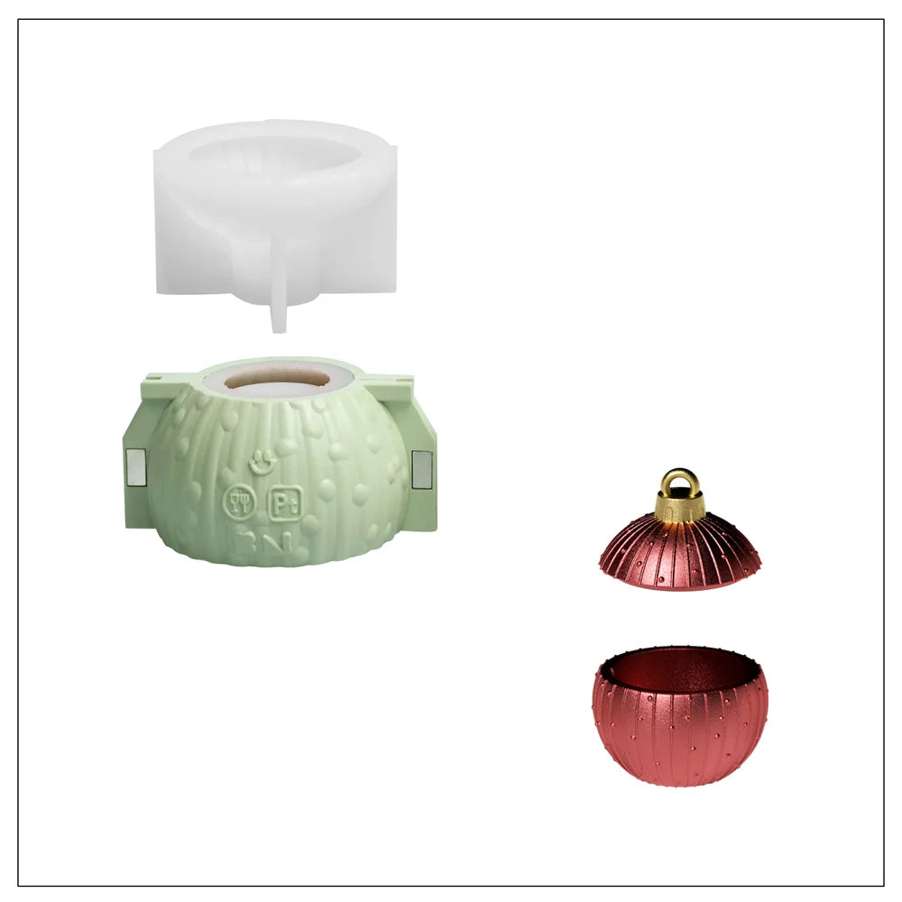 Christmas Twinkle Bauble Candle Jar Silicone Molds for Concrete Jesmonite Cement Reusable Candle Refill Mould DIY Xmas Gifts