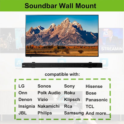 2PCS Adjustable Soundbar Mount Universal Speaker Wall Mount Floating Rack Length Adjustable 3.4''-5.2'' Removable and Lockable