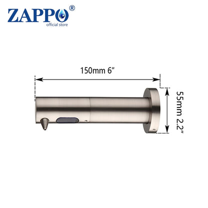 ZAPPO Black Sensor Soap Dispenser 500ML Automatic Kitchen & Bathroom Liquid Soap Lotion Dispenser Stainless Steel Wall Mounted