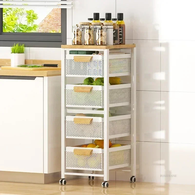 Household Movable Narrow Kitchen Organizer Cart With Wheel Multi-layer Vegetable Auxiliary Cartss Drawer Type Kitchen Trolleys k